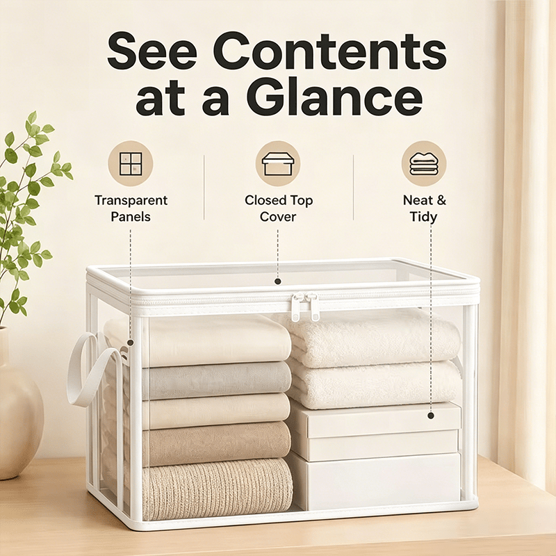White Transparent Thick Plastic Storage Box with Hinged Lid