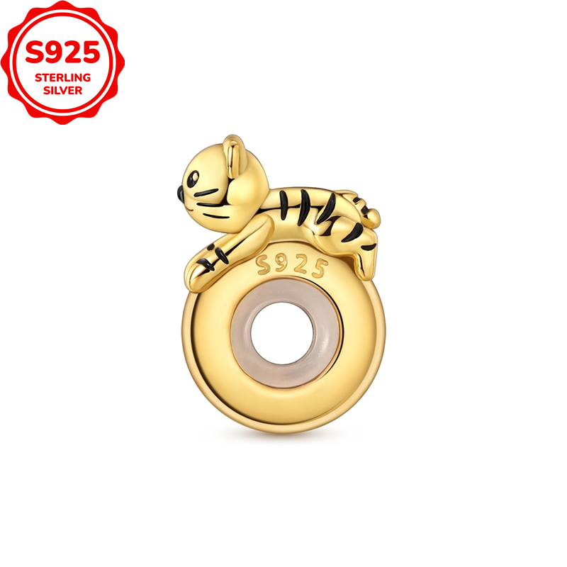 925 Silver Small Tiger Plug-In Positioning Pendant for DIY