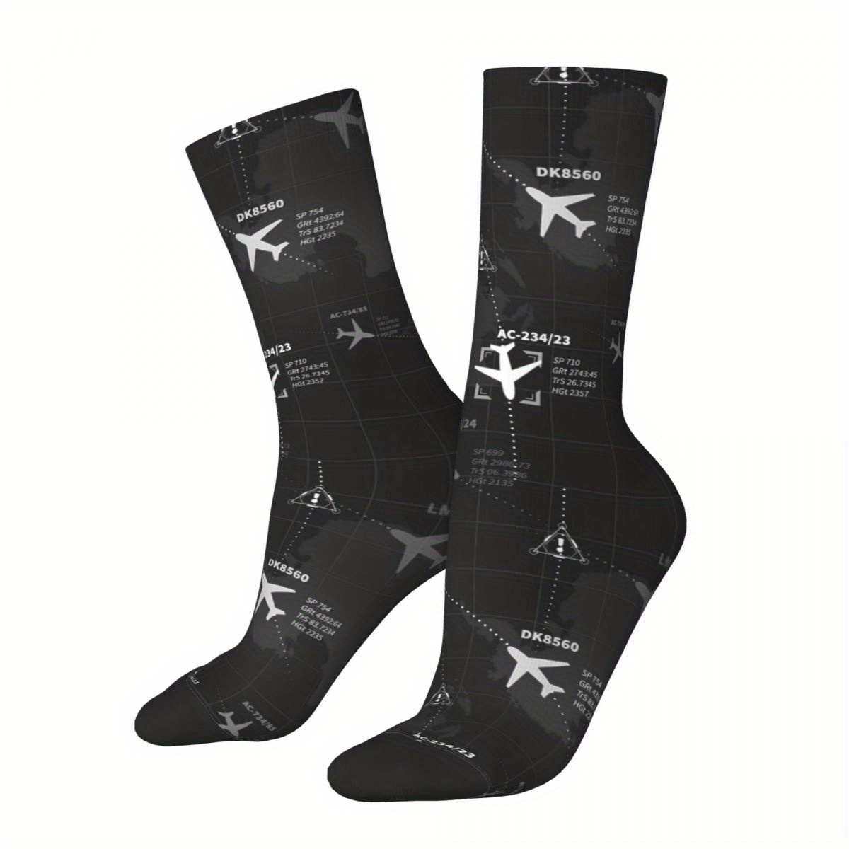 

1 Pair Biihudu Novelty Airplane & Radar Socks - Comfortable Polyester , Fit For Men, Ideal For Casual Wear