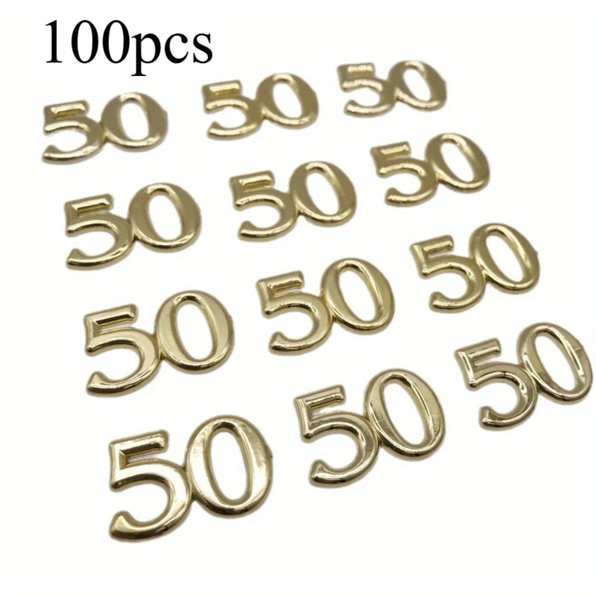 Image of 100pcs Mini 50 Plastic Decorations - Elegant Table Decor For Birthday & Anniversary Parties, No Power Needed, Party Table Decor | Decorative Party Item | Lightweight Design Halloween&christmas