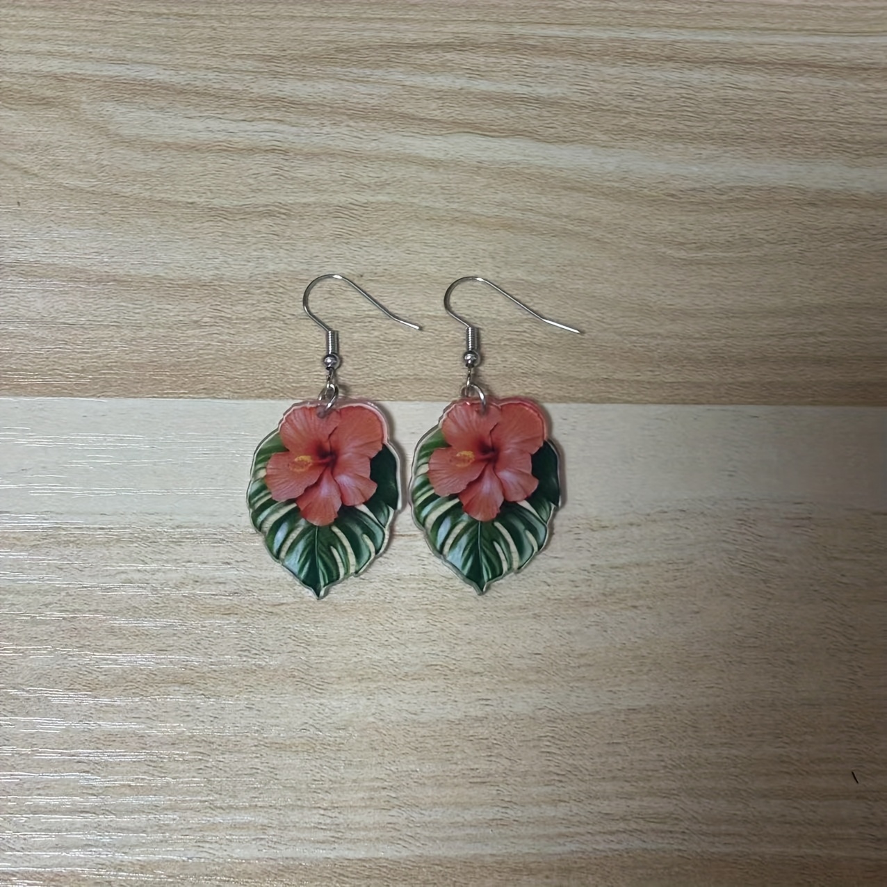 TEMU 2D - Elegante Hoja de Flor de - Pendientes Acrílicos Planos 2D | Joyería y Duradera para Mujer - para Graduación, Navidad, Día de San Valentín,