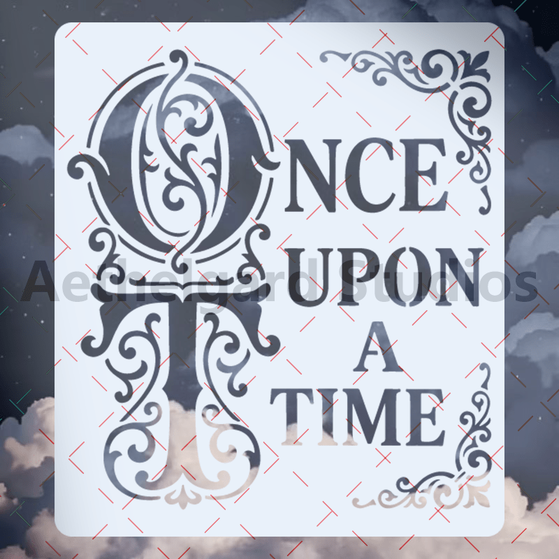 TEMU 1pc A Time Quote Ornate Fairytale Letter Design | Reusable Flexible Stencil For Wall Decor, Fabric, Canvas, Furniture Makeover, Album, Journal