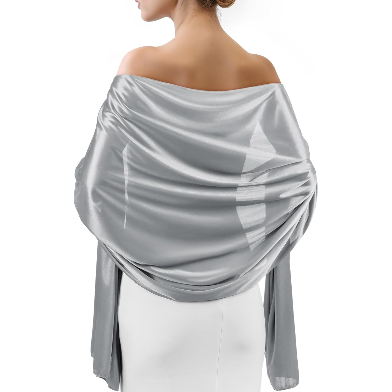 silver shawls and wraps for evening dresses Inspire Chic Women Shawls and Wraps for Evening Dresses Bling Sparkly Shiny Shimmer Dressy for Wedding Party Silver(Silver) 74.8 inchx17.7 inch(LxW),