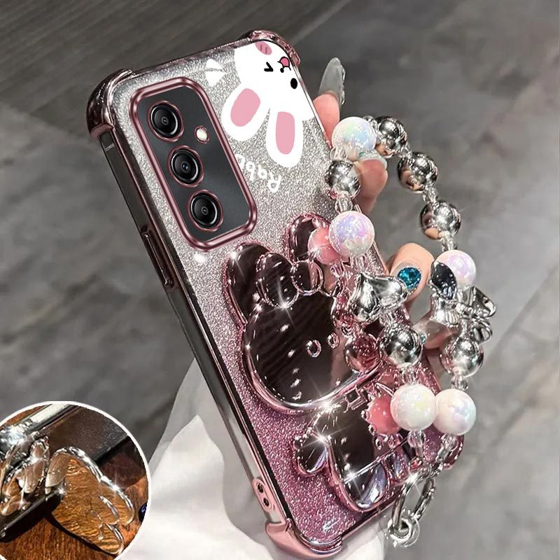 TEMU Étui téléphone : Galaxy A14 4G Luxe Bracelet Poignet Pailleté Maquillage Airbag Support Téléphone pour Galaxy A14 4G - Antichoc Support Coque
