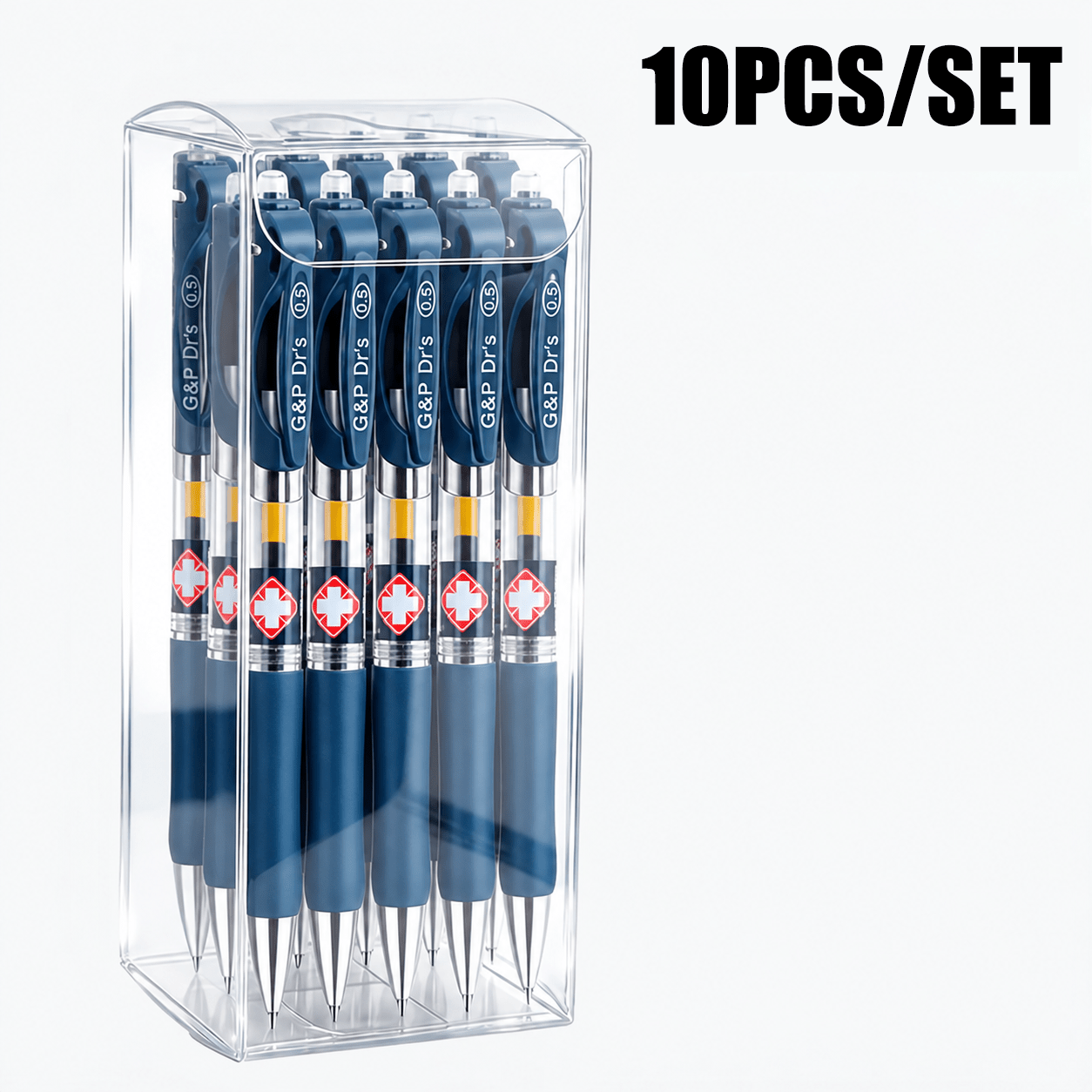 TEMU Set da 10 penne a gel retrattili 0,5 mm punta fine con blu a , penne per scrittura per lavoro ospedaliero, scuola per infermieri, studio,