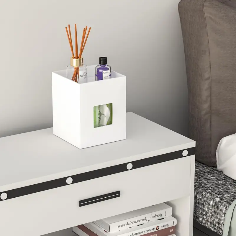 white acrylic tissue box cover with storage tray square napkin dispenser for bathroom kitchen home office 5 5x5 5x6 7 Product details 3