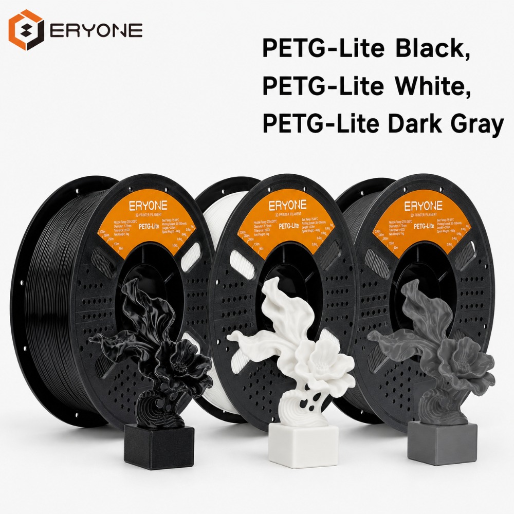 Image of Eryone Petg-lite Set 3d Printing Supplies Filament For 3d Printer, 3 Rolls (3kg Total) 1.75mm +/-0.03mm Tolerance, Smooth Feeding