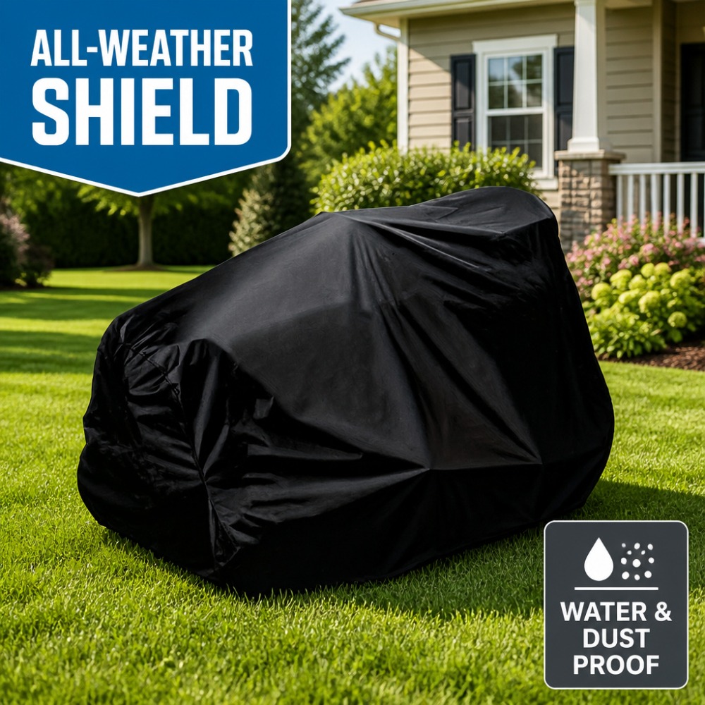 TEMU Lawn Mower Cover, 420d Oxford Silver Coated Waterproof Protective Tractor Cover, Drawstring , Uv Rain Dust Snow Protection For Riding Lawn