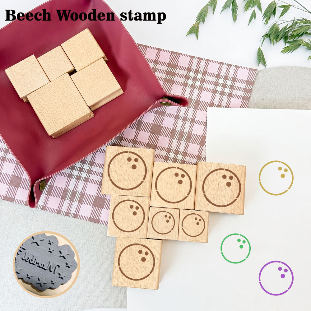 Delicate Bowling Pin Rectangular Wooden Stamp for Crafting