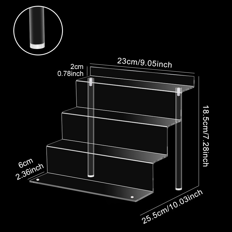 TEMU Transparent Acrylic Riser 4 Tiers Removable Rack Display Shelf For Toys Figures