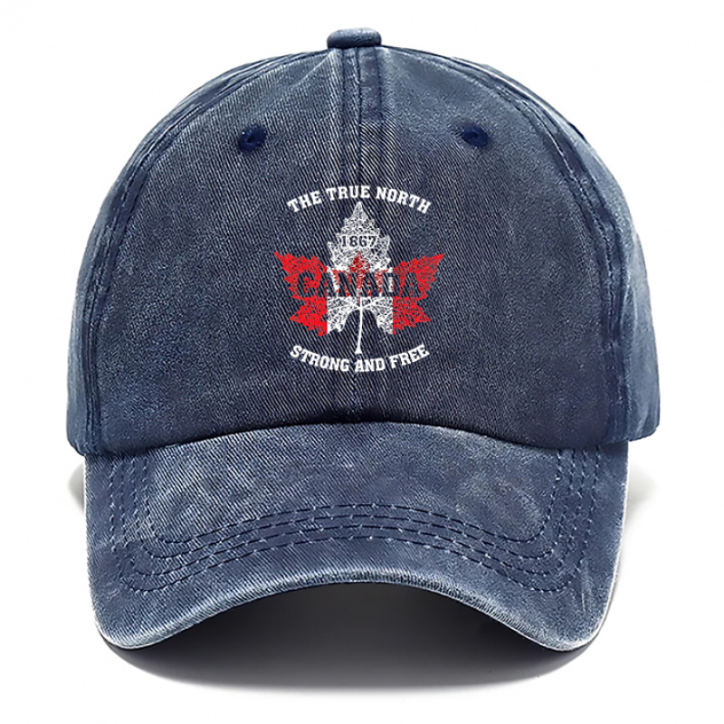 TEMU 1pc Canada Style Printed Hat, Baseball Caps For Men, Beach Hats For Women, Breathable Washed Caps, Adjustable Dad Hats, Suitable For Outdoor