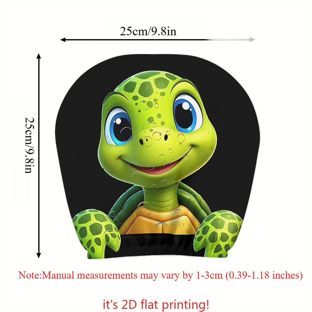 TEMU 1 Housse d'appui-tête de voiture avec imprimé de tortue verte de dessin | Tissu respirant non rempli | Installation et lavage faciles |