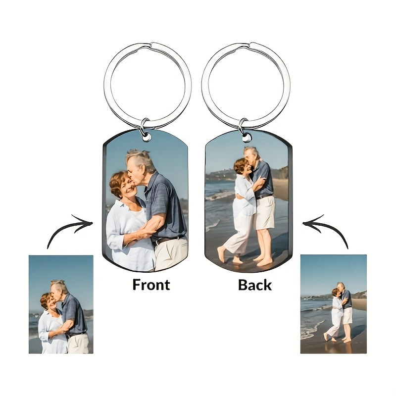 Image of Custom Double-sided Photo & Text Keychain - Stainless Steel & Keychain With Personalized Memorial Gift For Boyfriend, Girlfriend, Pet - Durable Fashionable Design For Driving Safety & Keepsake