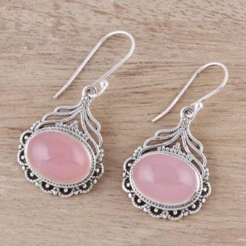 Vintage Artificial Moonstone Long Drop Dangle Earrings, Boho Elegant Style