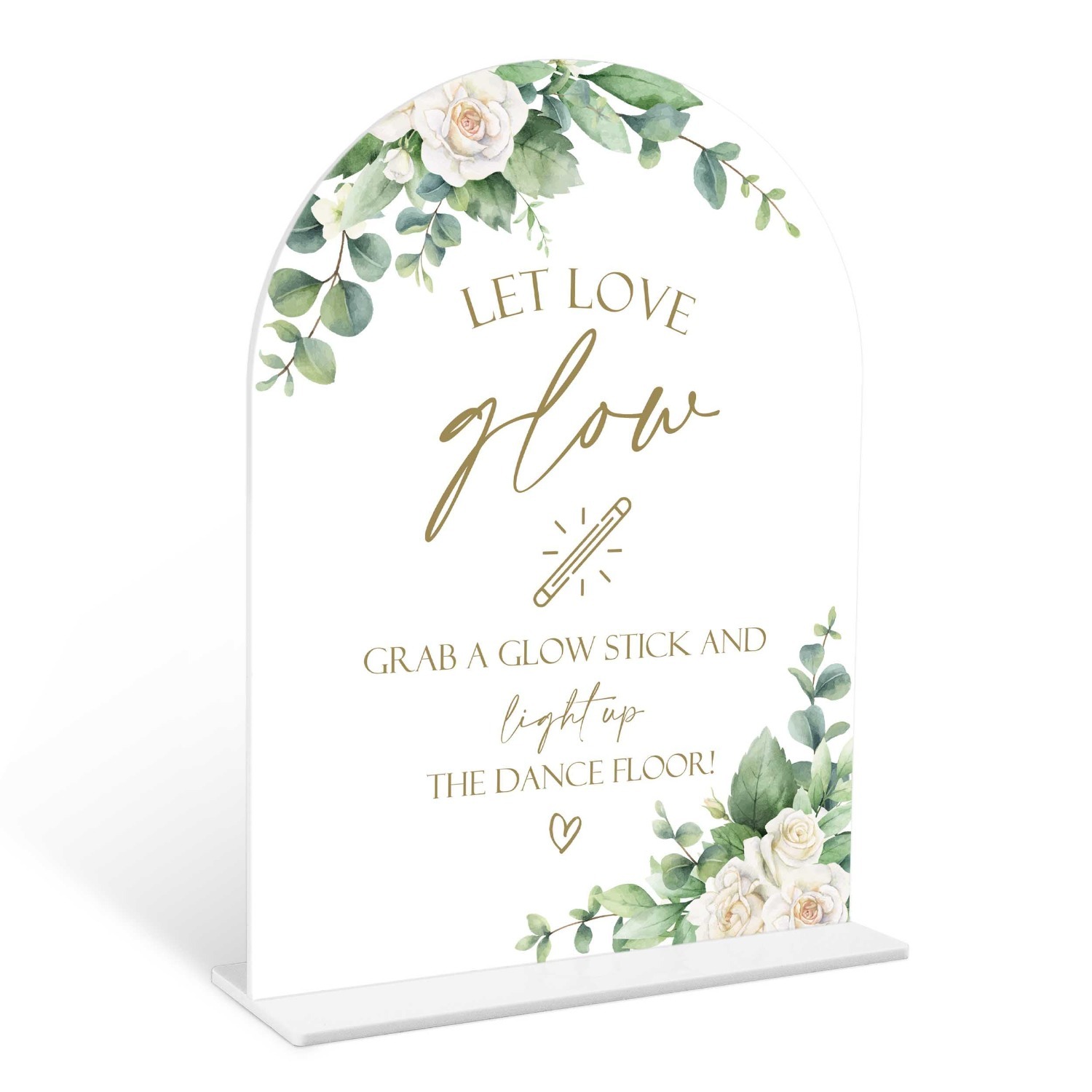 TEMU 2d Flat, 1 Pack Acrylic Let Sign Suitable For Weddings, Glow Stick Compatible Tabletop Arch Decor With Watercolor Floral Display Board For Dance