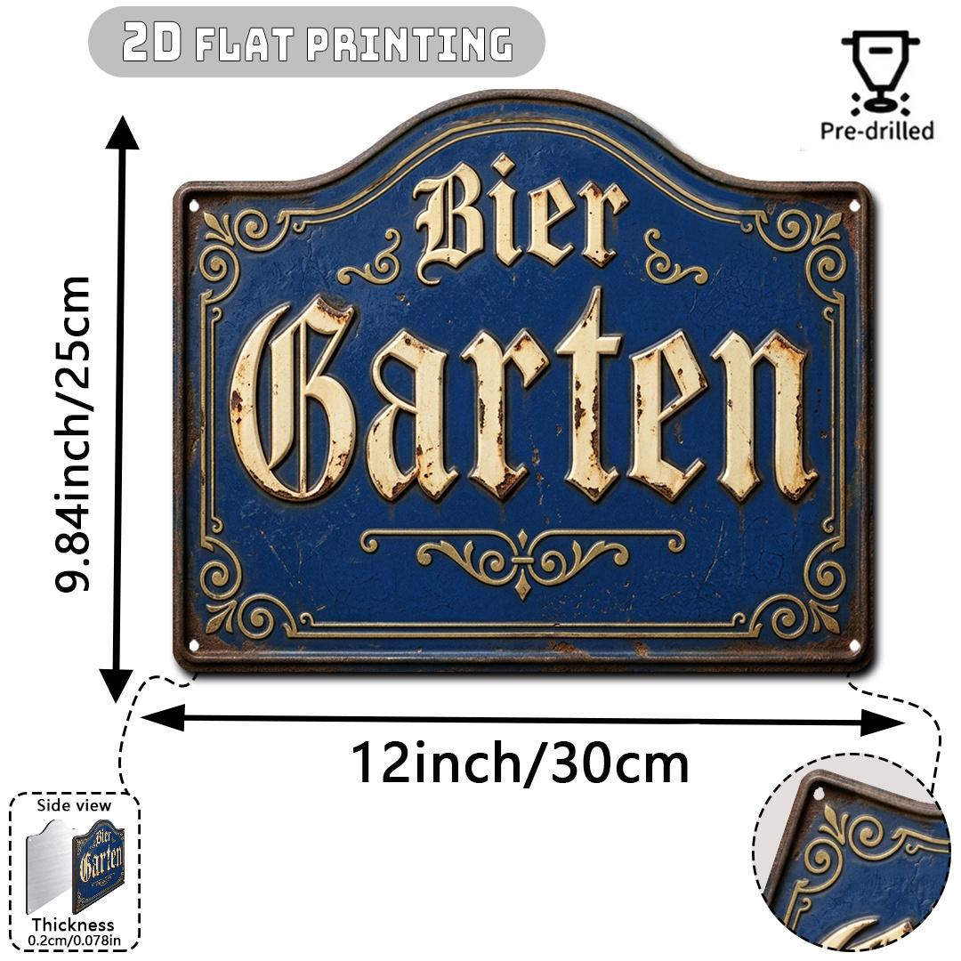 TEMU [2d Flat] 1pc Vintage Rusty Aluminum Beer Garden Sign, (12'x9.8'), Distressed Rust Texture, Funny Outdoor Decor, Beer Lovers Gift, Durable