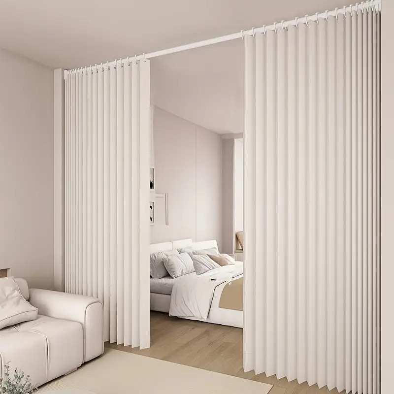 a foldable beige stylish large sized partition door curtain warm for   fashionable and beautiful for home decoration and easy to store