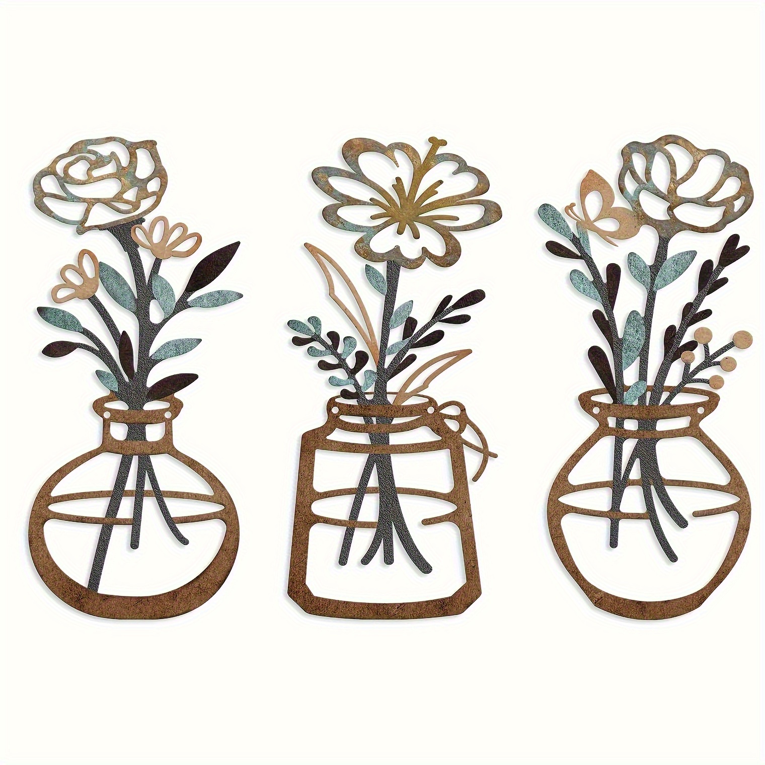 TEMU 2d Flat, 3pcs Of Acrylic Floral Wall Art Decoration, 11.81inchx5.2inch- Farmhouse Style Simple Living Room Bathroom Kitchen Bedroom Dining Room