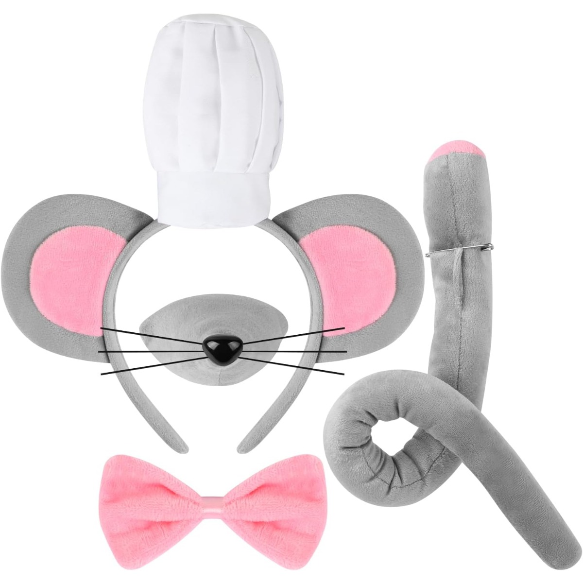 TEMU 4pcs Headband With Hat, Nose Tail, And Tie, Suitable For Themed Birthday Parties, Role-playing Costumes, Accessories, Photography Props