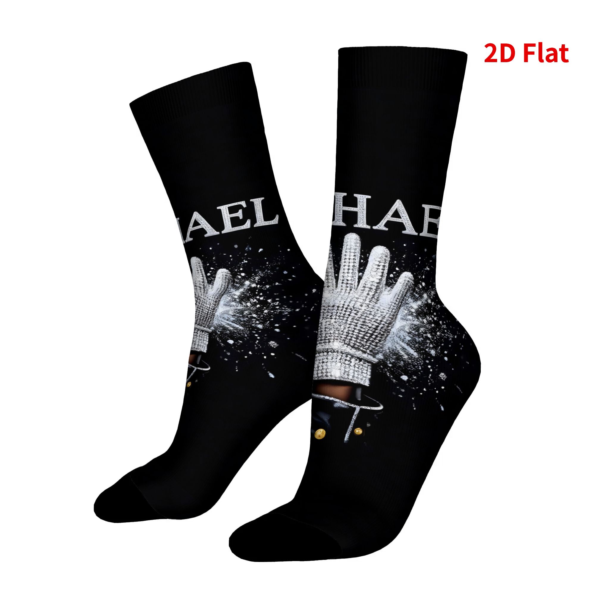 TEMU Chaussettes pour hommes avec impression plate 2D et motif gant Michael, bas de fantaisie pour printemps, été, automne et hiver