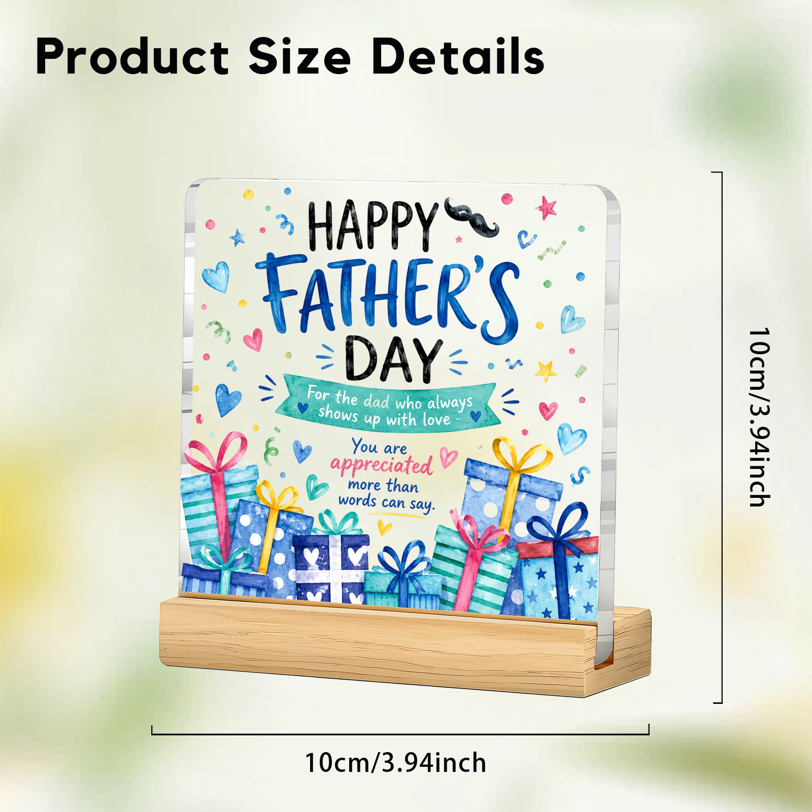 TEMU 2d Flat, 2d Flat Design, Single-piece Father's Day Gift, Suitable For Giving To Dad- Transparent Acrylic Desktop Ornament With Wooden Base,