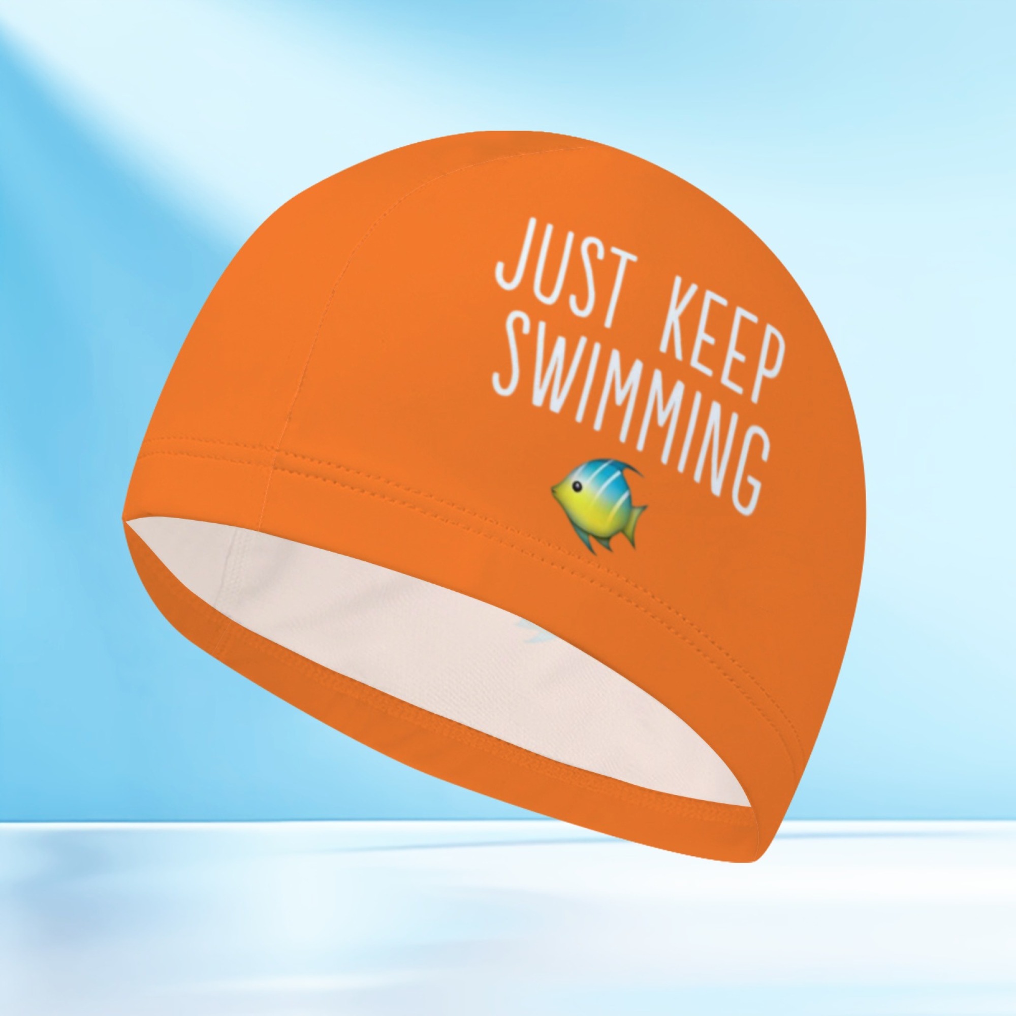 TEMU 1pc Unisex Swim With "just Keep Swimming" Print, Comfortable Fabric Swimming , Suitable For Summer Pool, Beach, And Outdoor Swim Training,