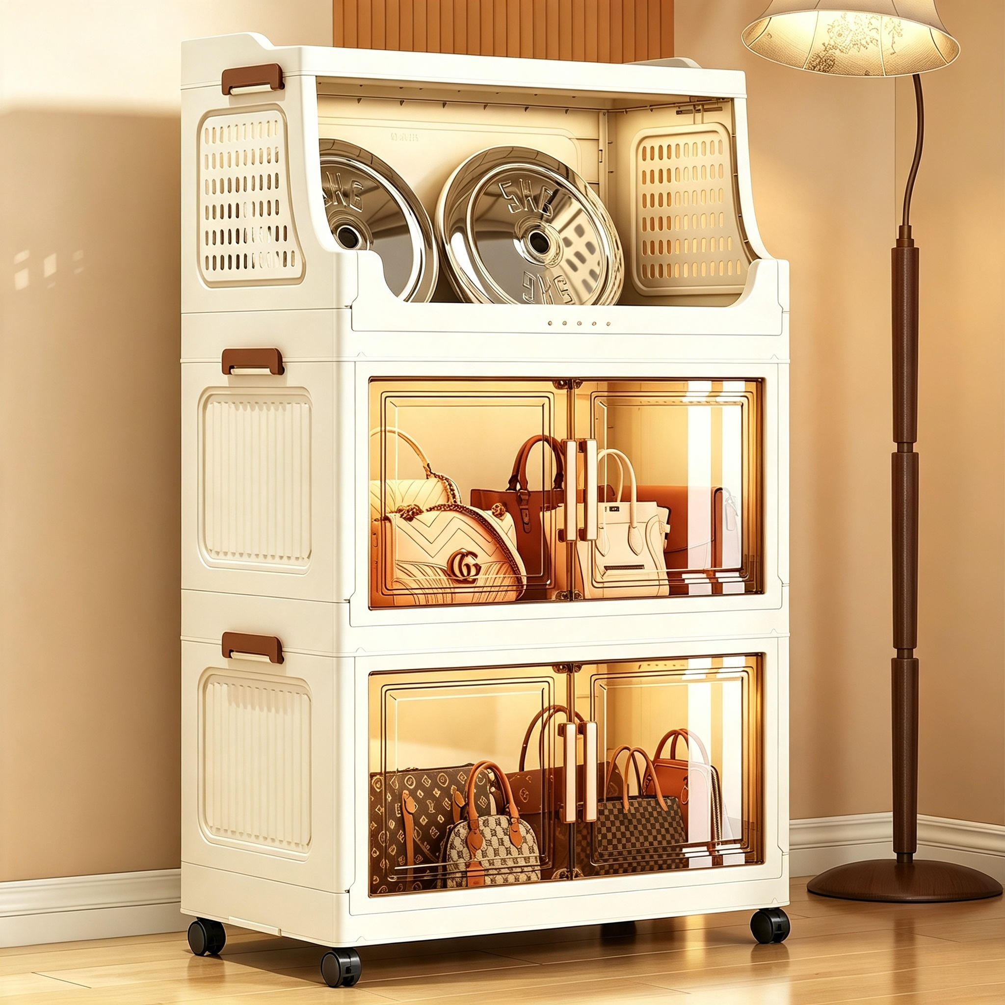 TEMU 3/5/6-tier Plastic File Holder, Folding Home Storage Cabinet, Lightweight File Organizer, Suitable For Indoor Daily Necessities And File