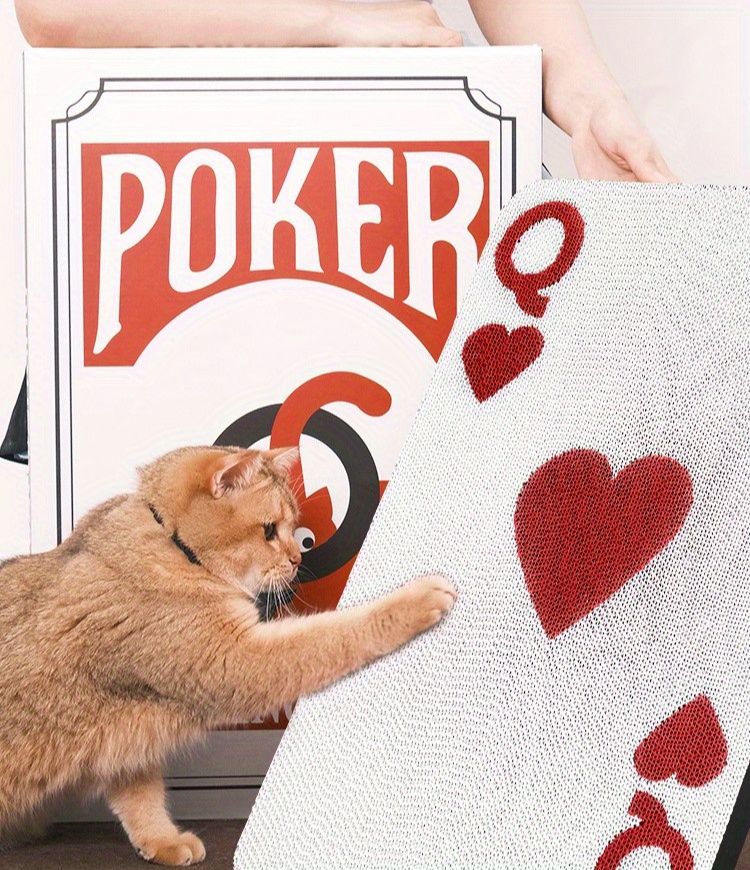 a cat scratch board designed like playing cards which doesnt shed   is sturdy and     mounted on the wall for claw sharpening its a cat pad and a toy for your feline friend Product details 0