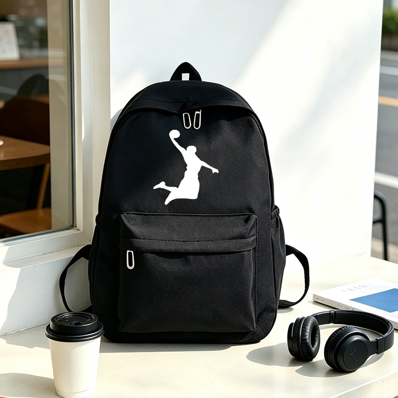 TEMU 1pc Printed Preppy Style Backpack, Large Capacity Backpack, Commuter Backpack, Travel Backpack, Multi-compartment Design, With Adjustable