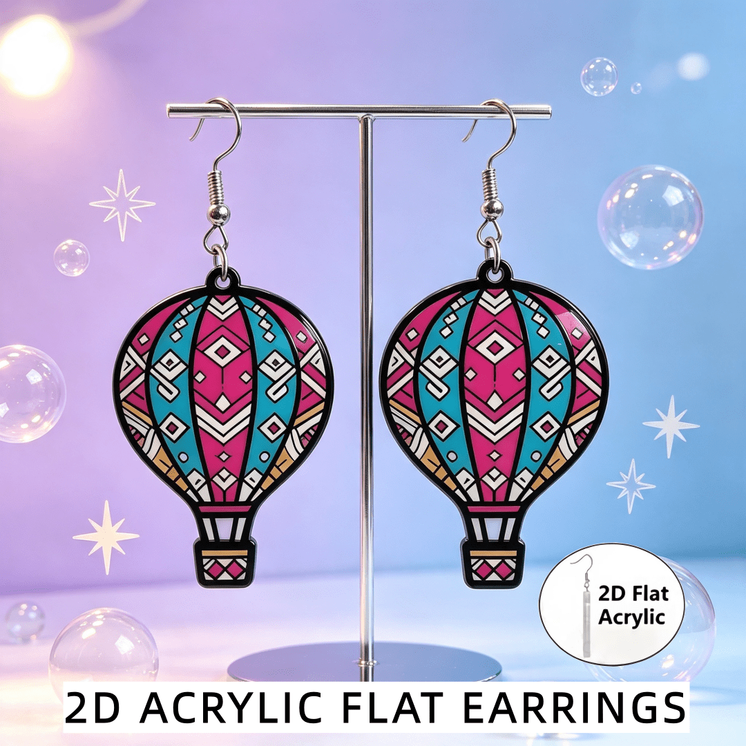 Bohemian Hot Air Balloon Dangle Earrings, Lightweight