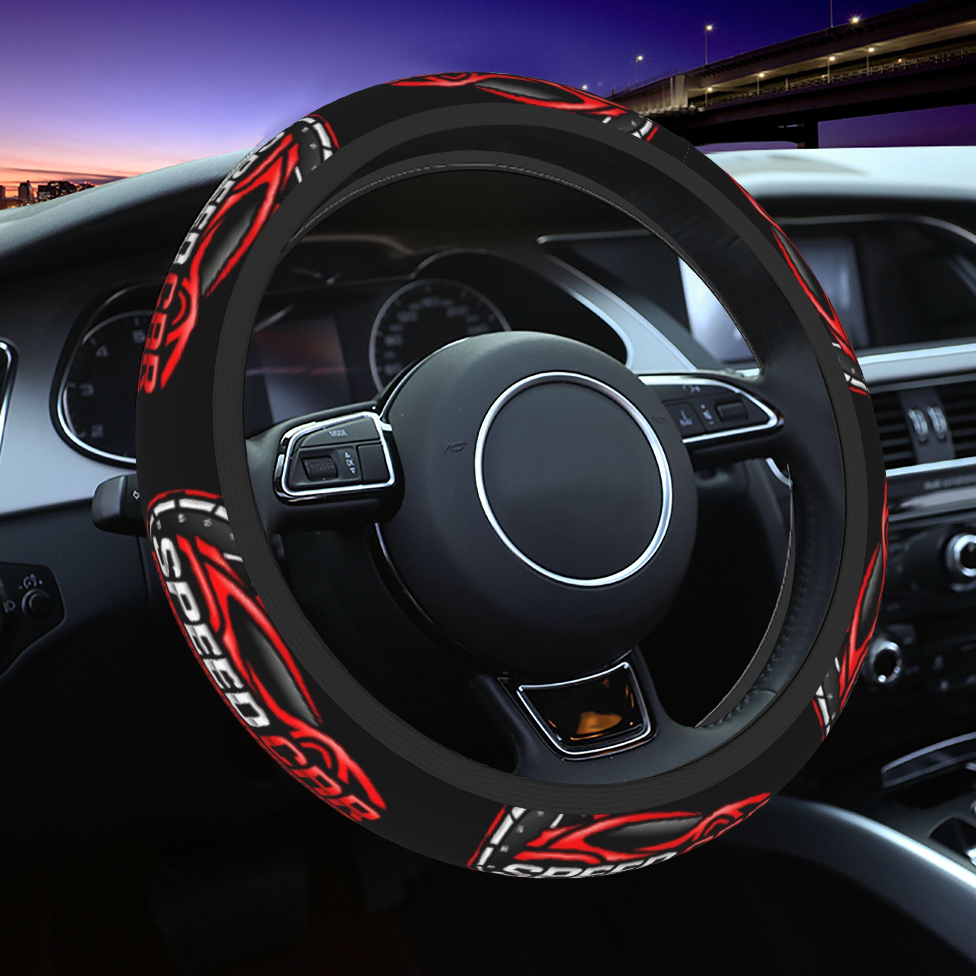 TEMU 1pc Of A Stylish Cartoon Logo Steering Wheel Cover Designed For Car Interiors, Featuring A Theme. It's Durable, Non-slip, Sweat-absorbing, And