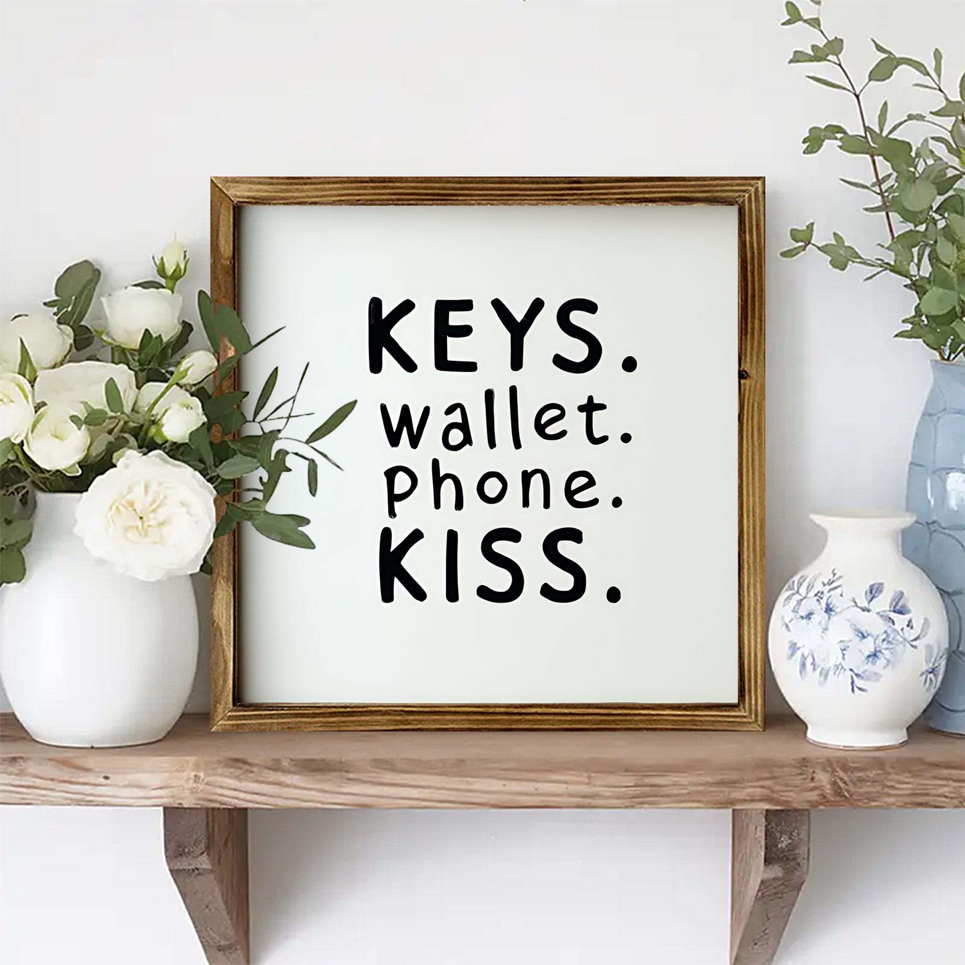 1pc of Rustic Wooden Frame Hanging Decoration - Key, Wallet, Mobile Phone Storage - Golden Brown Frame - Lightweight And Easy to Hang Decoration, Suitable for Entrance, Living Room