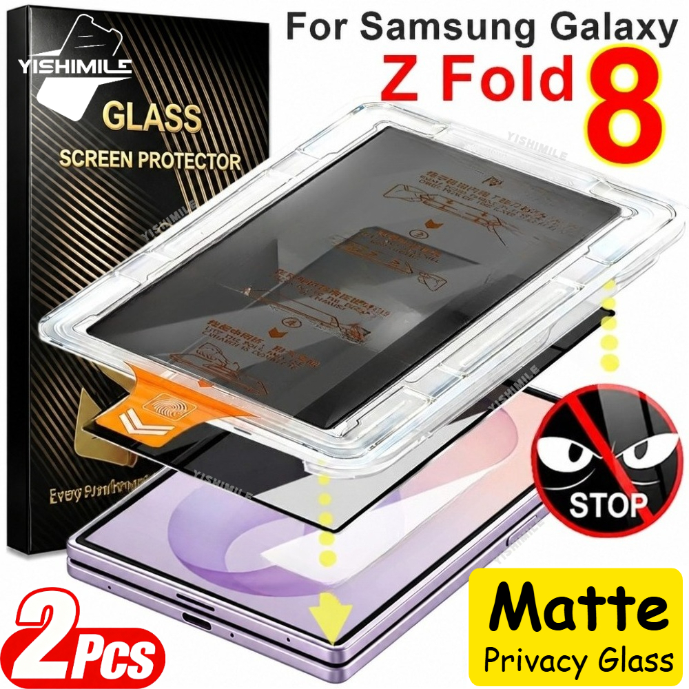 TEMU 2pcs Matte Privacy [ Install] Tempered Glass Screen Protectors For Galaxy Z Fold 8 Ultra, , Frosted Screen Guard, Y Smooth For Galaxy Z Fold 5/z