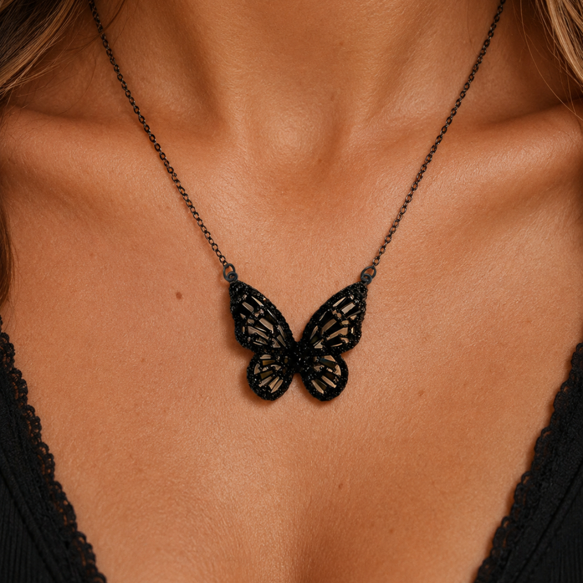 TEMU 1 pièce Collier TUURIN pour femme avec pendentif réglable - Papillon de luxe élégant et bohème, adapté pour un usage , les fêtes, les dîners,