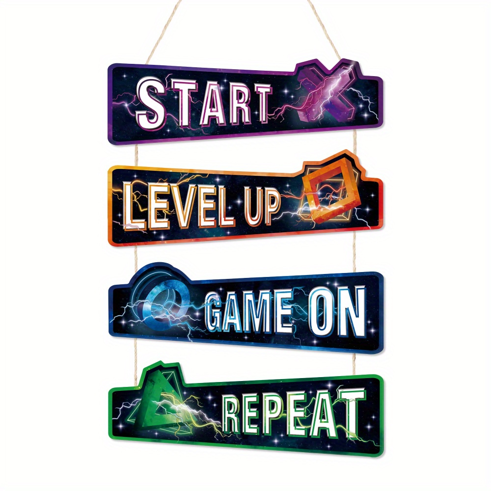 TEMU Plat 2D, 1 pièce Panneau Décoratif Plat 2D Putuo pour Salle de Jeux Vidéo, Décoration de Salle de Jeux pour Chambres de Garçons, Lot de 4