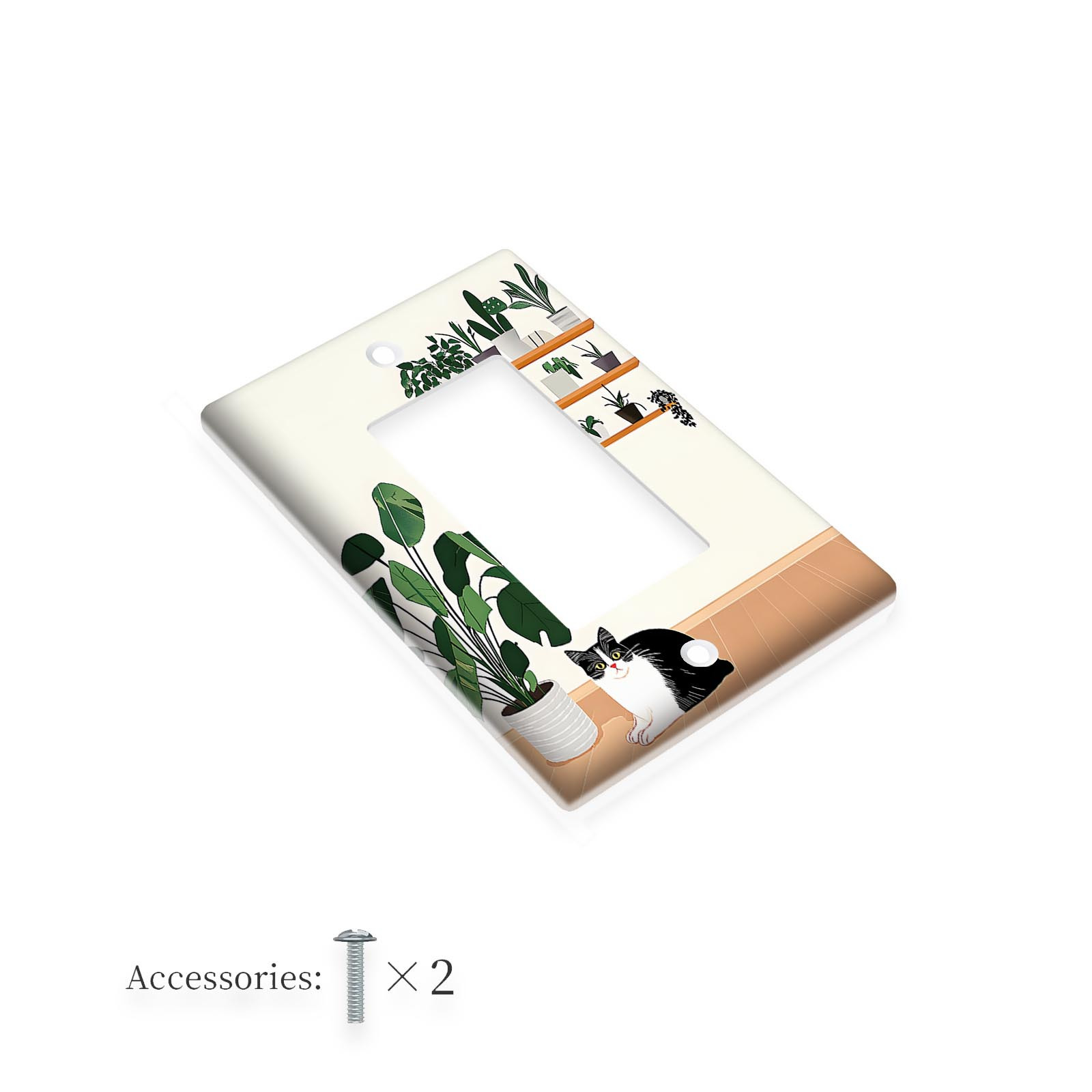 TEMU 1pc 1Gang/2Gang Cache-Prises Décoratifs pour Plantes en Pot et Chat | Cache-Prise de Plaque Murale Décorative pour Chambre, Cuisine, Bureau,