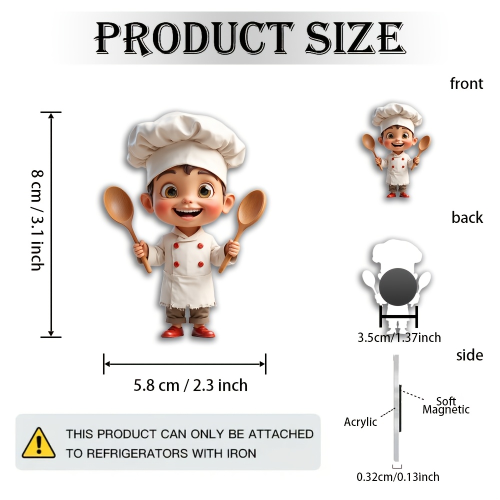 TEMU 1 Magnete da Chef, per Appassionati , Decorazione della e Regali di Compleanno - Design da Chef e , Espressivi, Giocoso, Materiale Acrilico, per