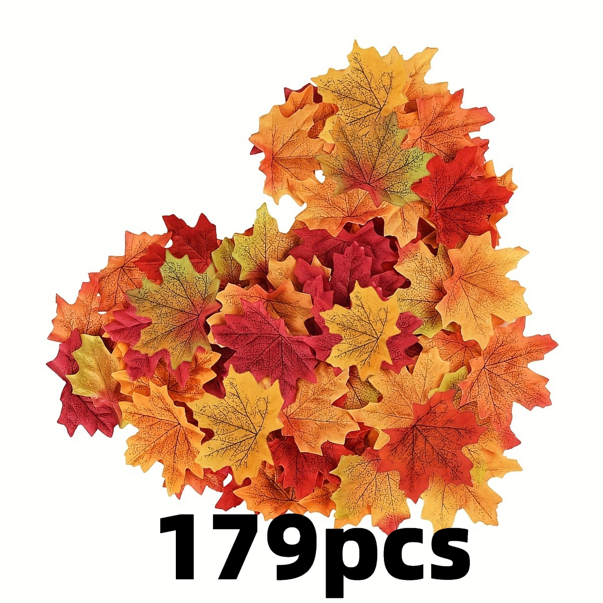 TEMU 79/179pcs Feuilles d'Érable Artificielles pour Thanksgiving, Halloween, Décorations de Table pour Fête de Mariage à Thème , Couleurs Mélangées