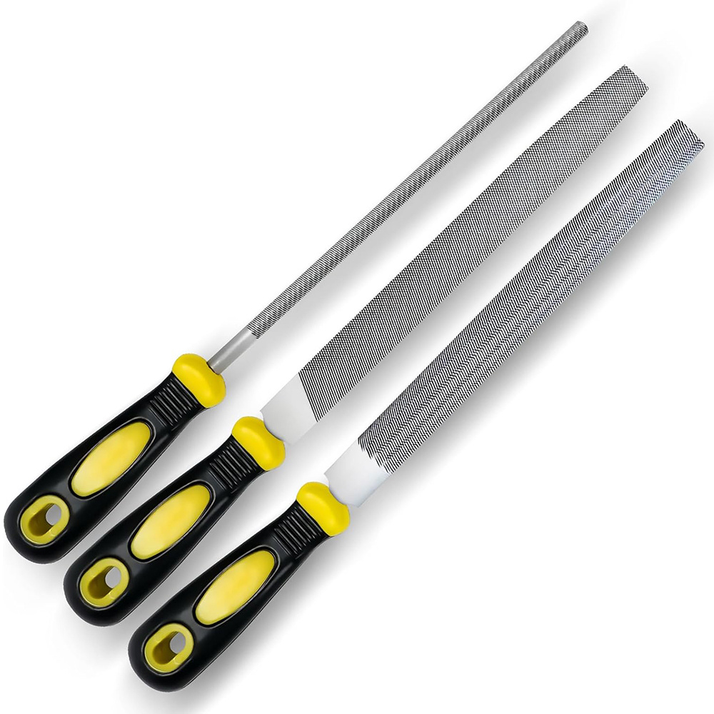 TEMU 3pcs Metal File Set, 8-inch High Carbon Steel Metal File, Includes Flat, Round, Half-round Metal Files, Durable Hand Files Work For Metal Wood