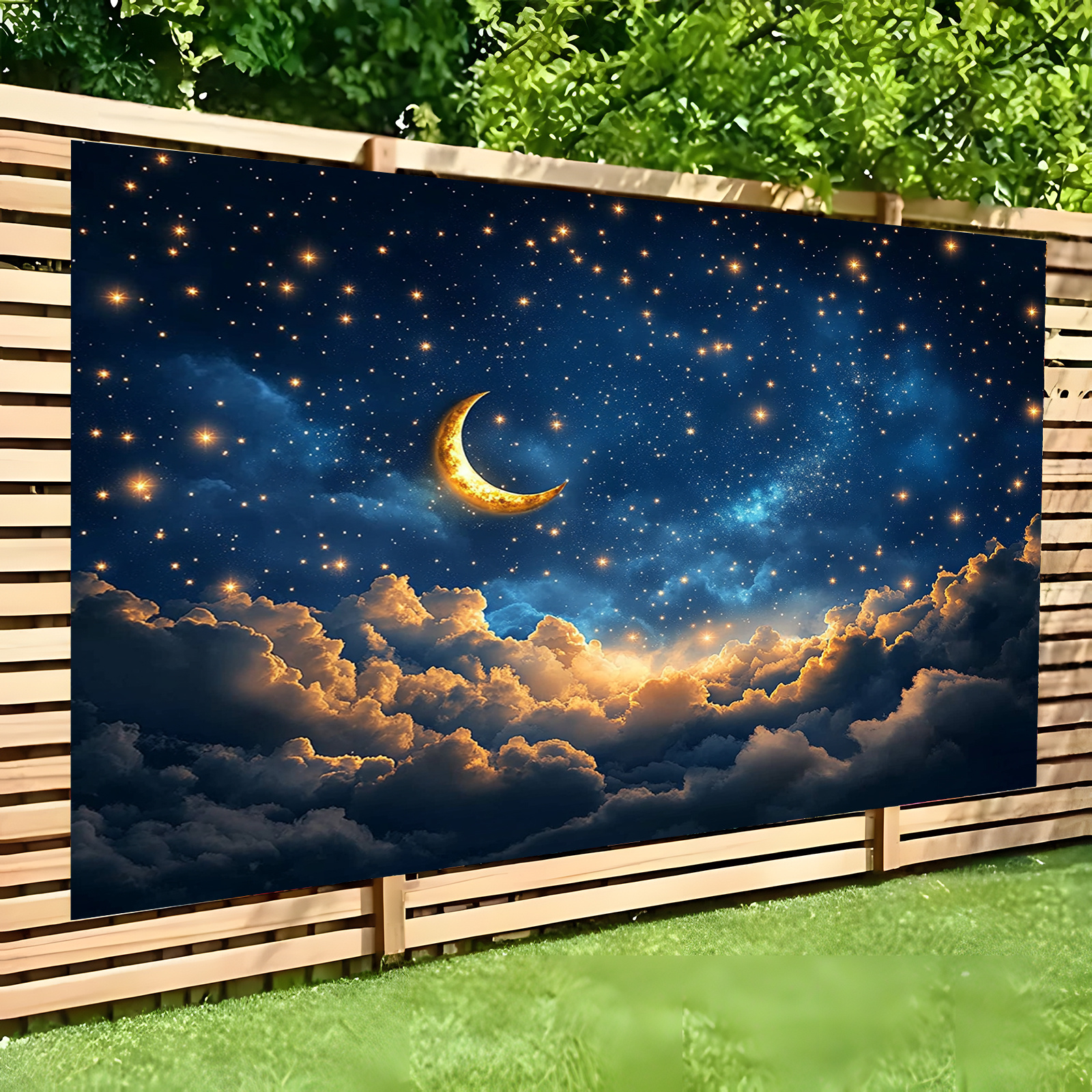 Wandkleed met sterrenhemel en maan voor romantische slaapkamer_voghion.com