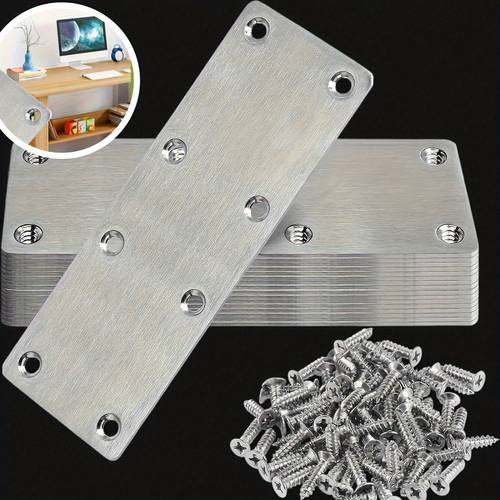 Sturdy Stainless Steel Flat Repair Plate, Ideal for Wood And Other Materials, Versatile DIY Repair And Connection Option, Made from Durable Material., Joist Hanger, Flat Steel, Flat Bar, Hardware Supplies, Shelf Bracket, Corner Bracket, L Shaped Bracket/l Bracket, Metal Corner, Fixation Square