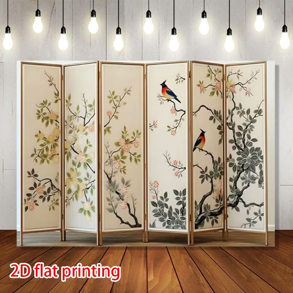 2d flat 2d flat banner 1pc 2d flat party backdrop with new chinese style floral and bird pattern made of thickened and wear resistant   decorative suitable for living room bedroom study office and entryway enhances  