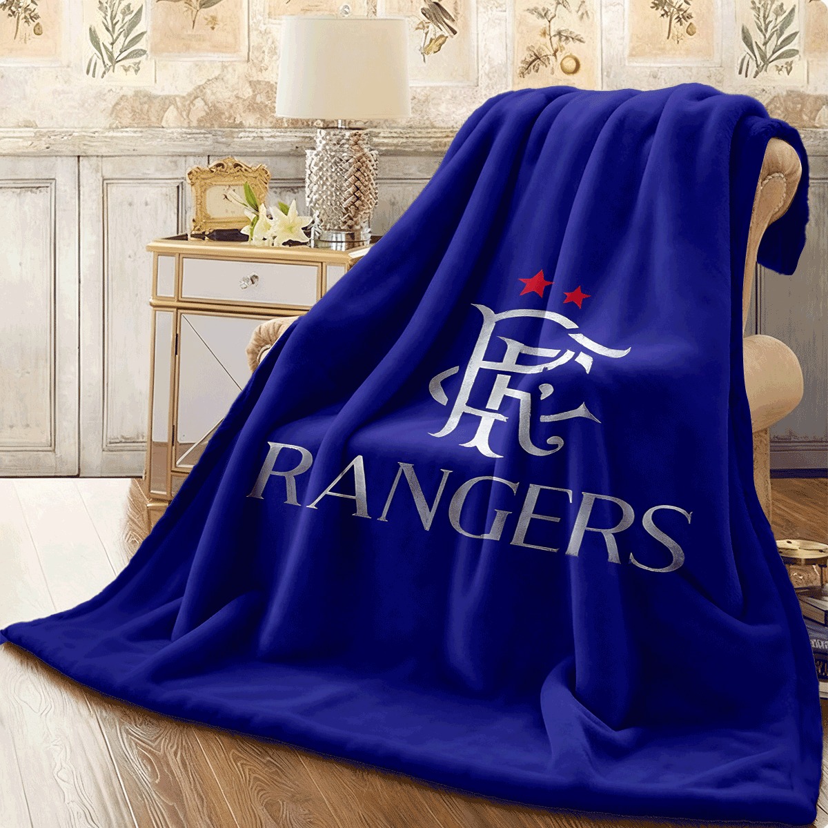 TEMU 1pc Soft Flannel Blanket, With And Rangers Logo, Cozy Warm Blanket, Ideal For Sofa, Perfect Fan Gift