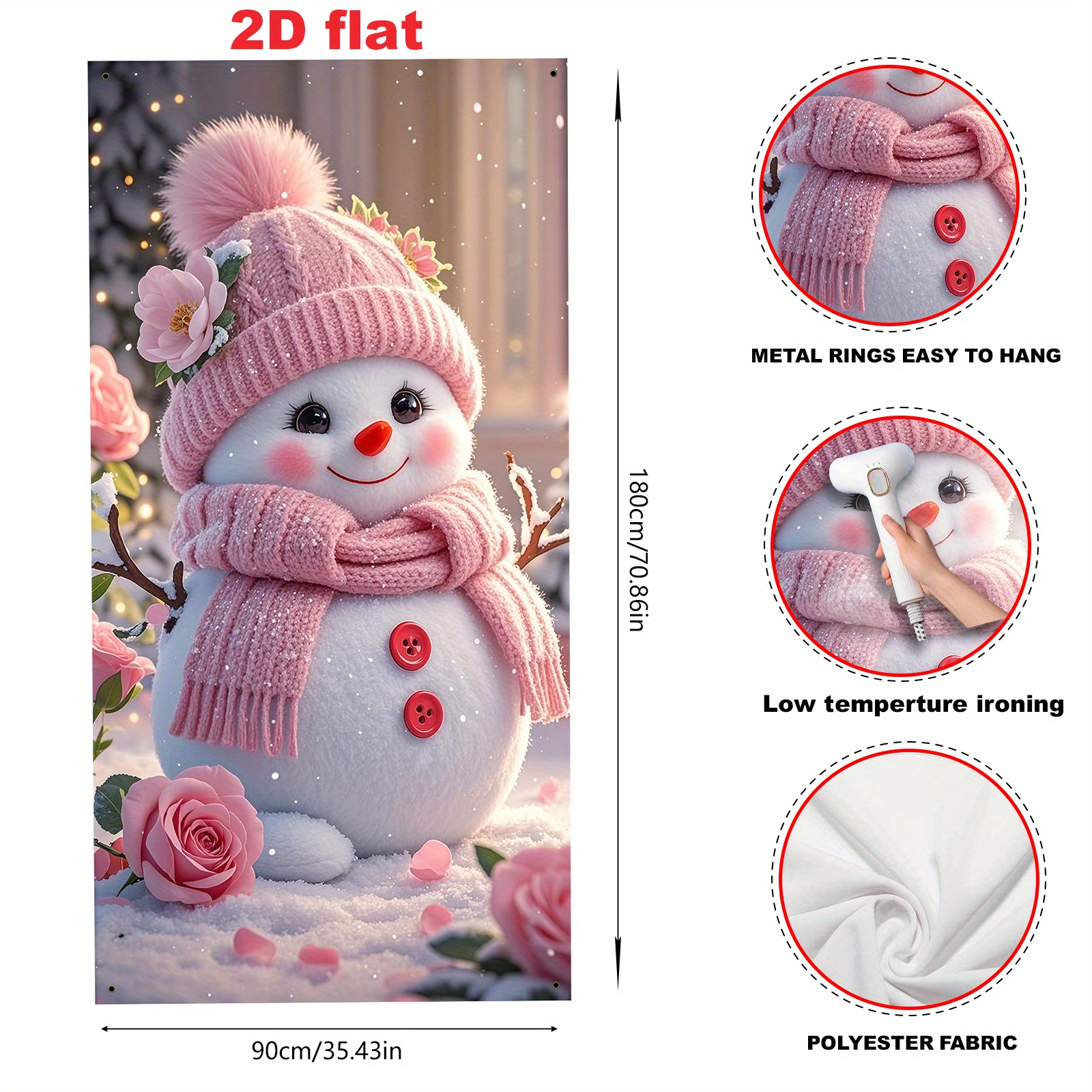 TEMU 2d Flat, 2d Door Banner, 2d Flat Banner Party Banner, Pull Flag/party Banners 1pc (35*70 Inches/90*180cm), Material, Winter Christmas Atmosphere