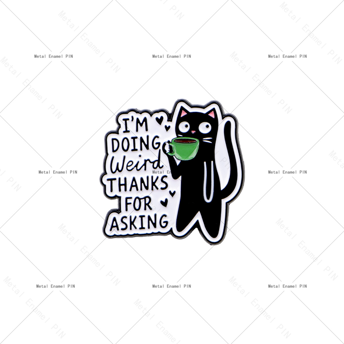 TEMU Épingle émaillée 1 pièce amusant et café, Badge de revers sarcastique avec "Je des bizarreries", Broche décorative de chat de dessin animé,