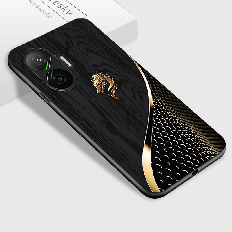 TEMU Funda para Xiaomi Poco F7, Carcasa de lujo con de cabeza de negra y dorada, elegante y brillante, cubierta trasera, regalo