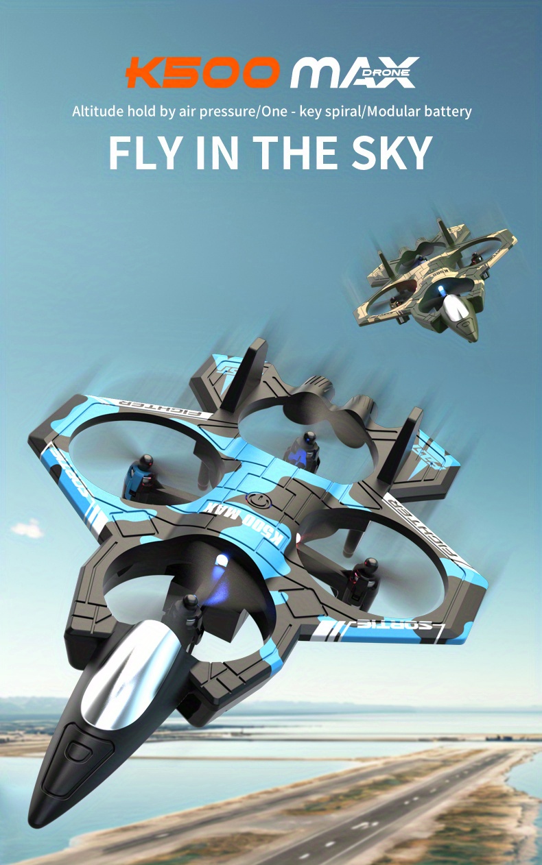K500MAX Drone de Acrobacias RC: Lanzamiento Automático, Volteos 360°/ Mantenimiento de Altura, Cambio Rápido con Un Botón, Diseño Resistente a Caídas, Luces RGB + Modo Sin Cabeza – ¡La Elección Perfecta para Entusiastas del Vuelo al Aire Libre!