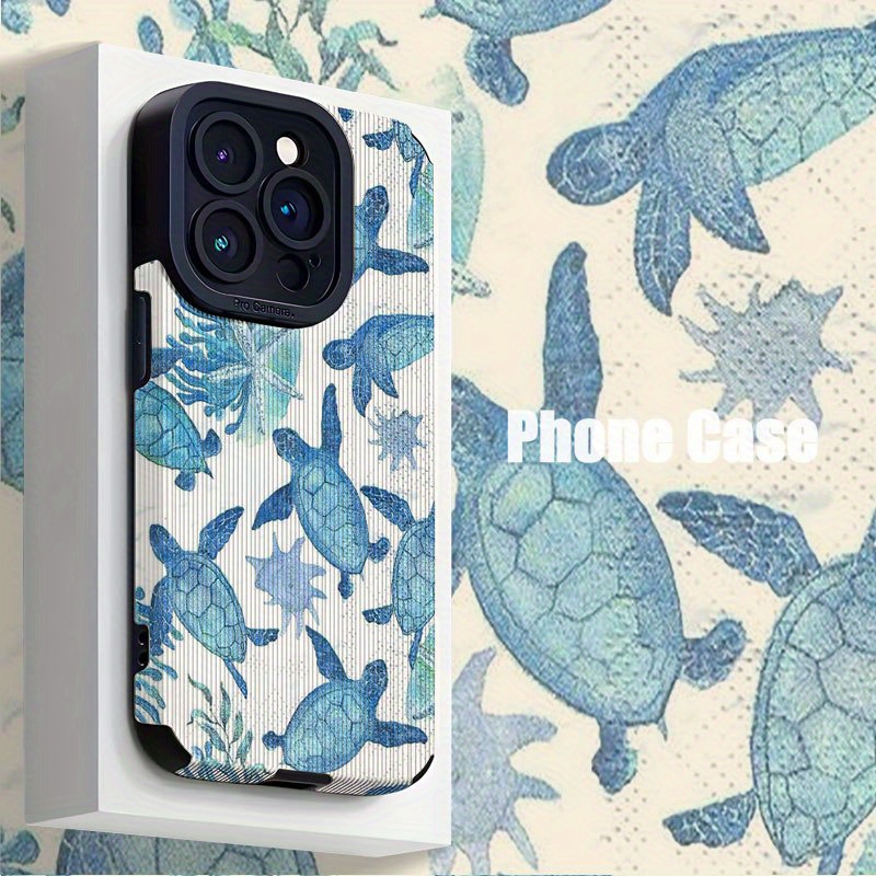 TEMU Phone Case: Vintage Ocean Sea Turtle And Starfish Pattern Tpu Case Suitable For Iphone 16 Pro Max, Iphone 15 Pro Max/14/16 Plus/15/13