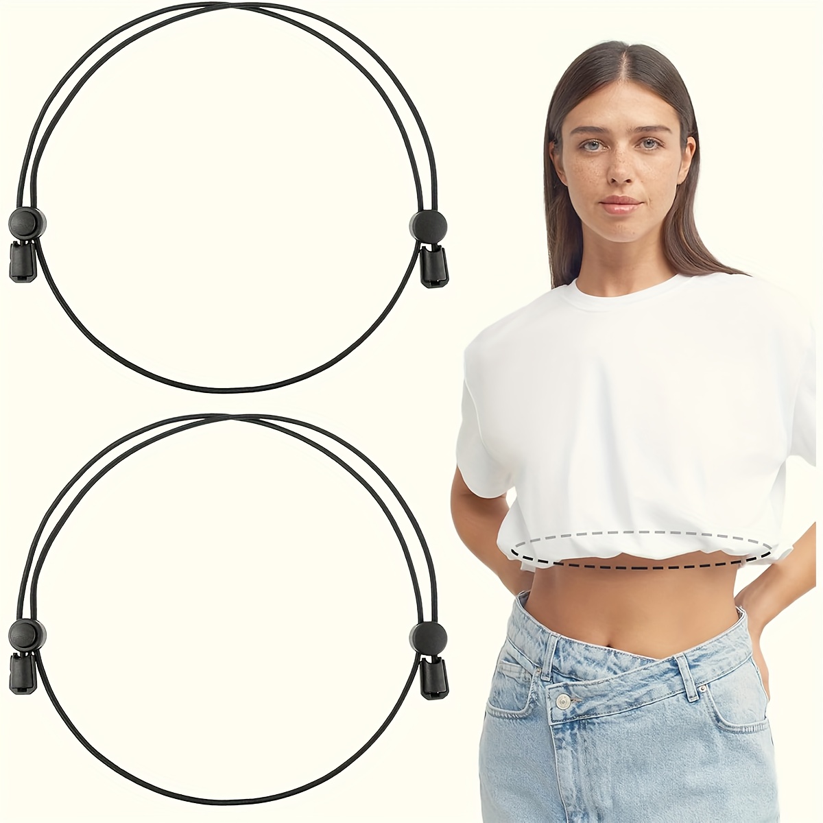 TEMU 2 pezzi Fascia regolabile per infilare da donna con elastico - Fascia crop per top, maglioni, camicette - Design senza cuciture per controllo ,