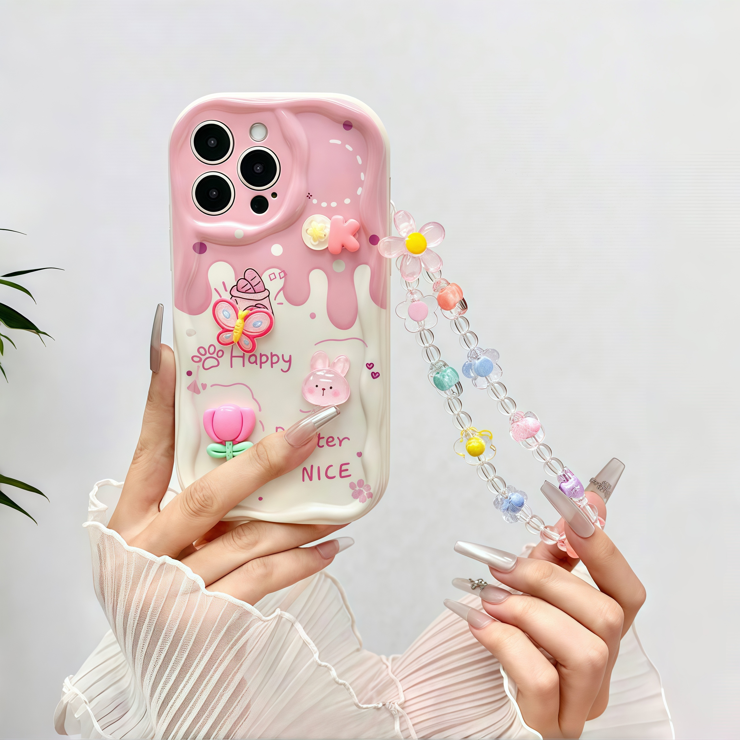 TEMU Phone Case - Pink Cute Phone Case, Adorable To With Colorful Lanyard And Cute Pattern Set Phone Case For Iphone 18 Pro Max 18 Pro Iphone 17 Pro